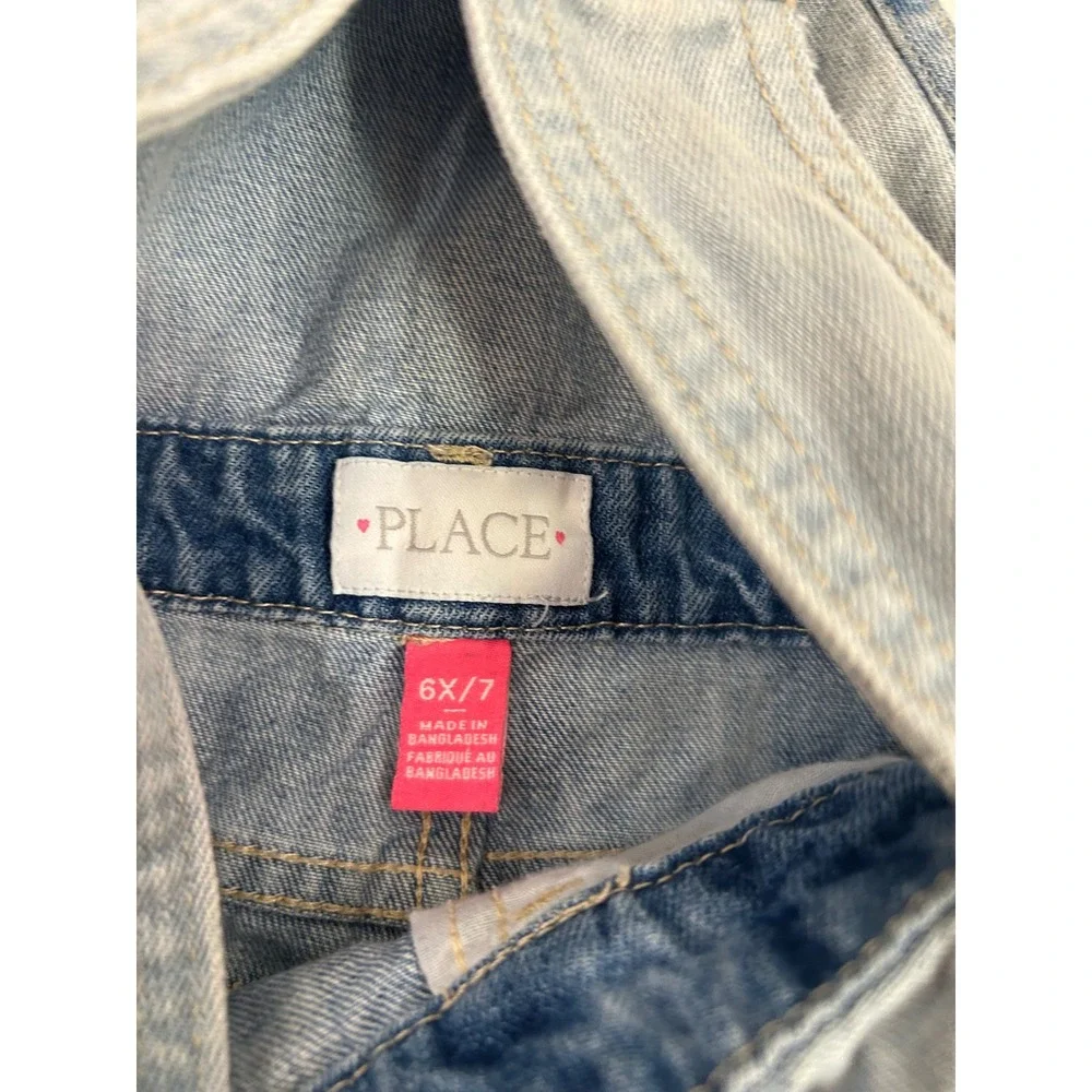 The Children's Place Denim Overalls 6X/7 Blue Tie Dye Shortalls Kids